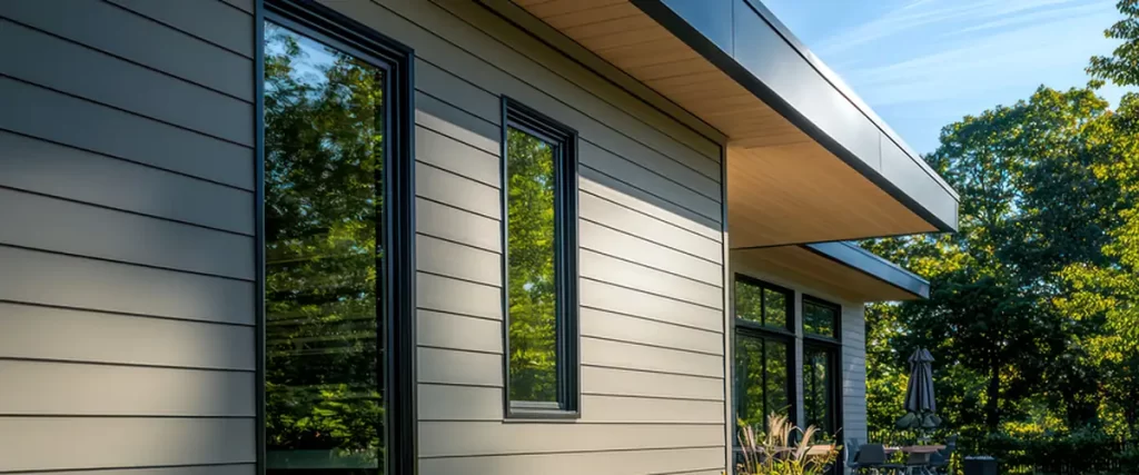 carps-complete-exterior-siding-omaha-ne-siding-modern-home-exterior-with-beige-horizontal-siding-black-trimmed-windows-and-lush-landscaping