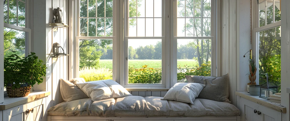 window replacement omaha ne window installation cozy window nook with white wood paneling plush cushions and lush garden view